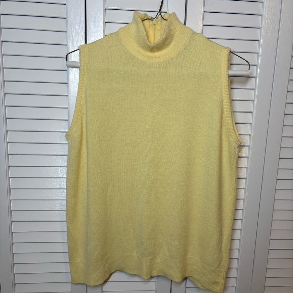 Elegant Sleeveless Yellow Turtleneck Blouse